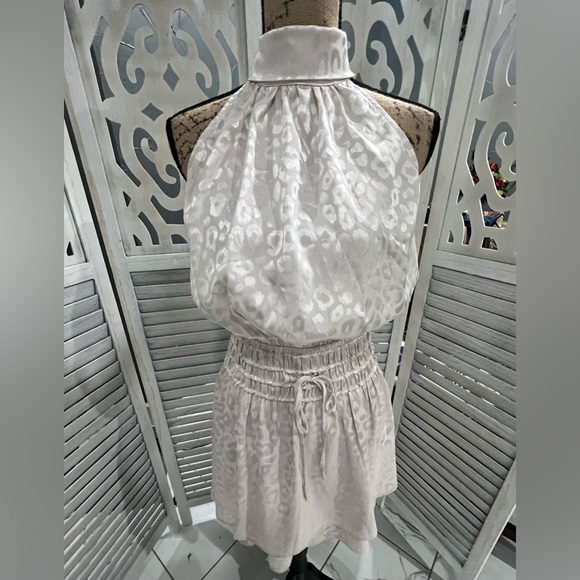 Take Me Away Satin Leopard Smocked Dress - White - Medium - Picture 6 of 14